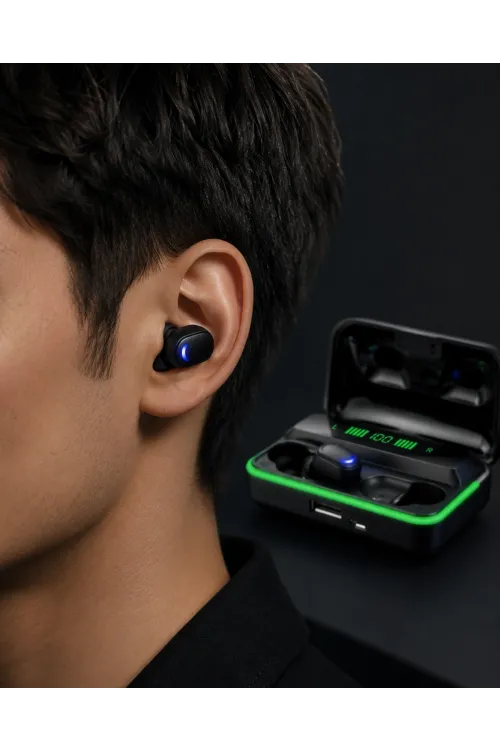 Bluetooth 5.1 Oyuncu Kulaklığı Led Ekranlı Powerbank Kulaklık