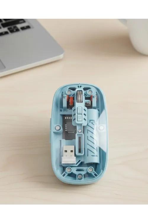 Bluetooth 5.2 Ve 2.4g Usb Kablosuz Mouse Pilli Mavi Tasarım
