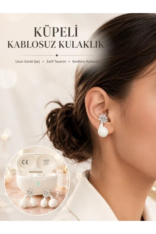 Bluetooth Bağlantılı Küpeli Kablosuz Kulaklık Uzun Pil Ömrü