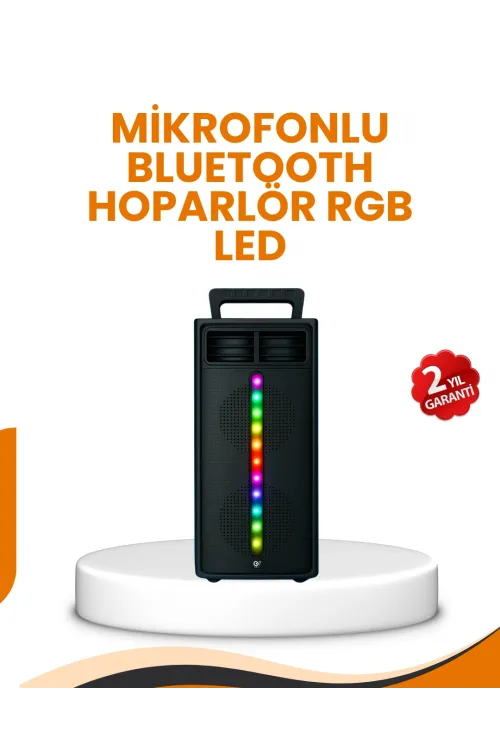 Bluetooth Işıklı Hoparlör – 2x5w Güç | Usb + Tf Kart + Fm Radyo | Siyah Renk