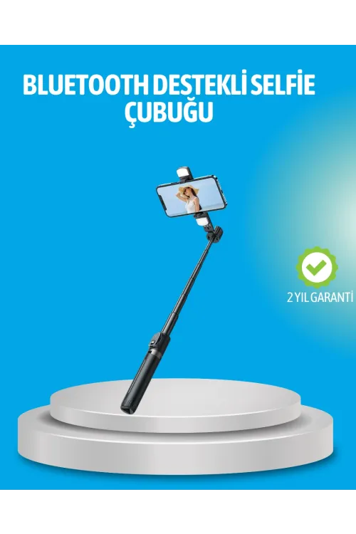 Bluetooth Işıklı Uzaktan Kumandalı Selfie Çubuğu – 130 Cm Yükseklik
