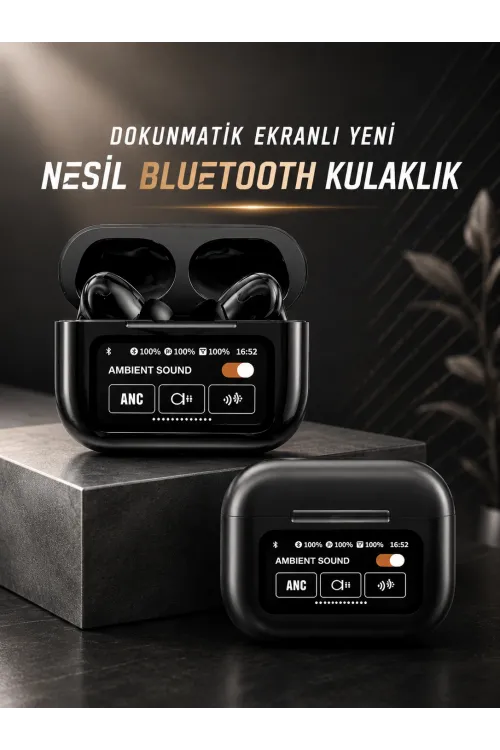 Bluetooth Kulaklık Kablosuz Ekranlı Anc/enc Destekli Dokunmatik