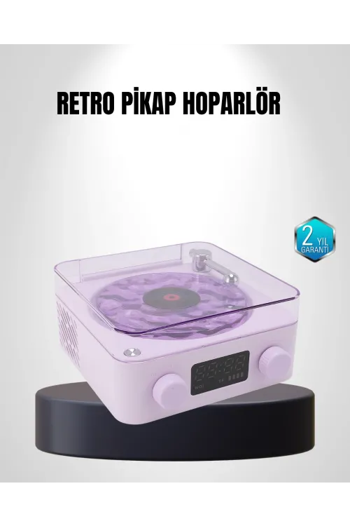Bluetooth Retro Pikap Hoparlör 360 Derece Ses Projektörlü Gece Lambası Çok Fonksiyonlu