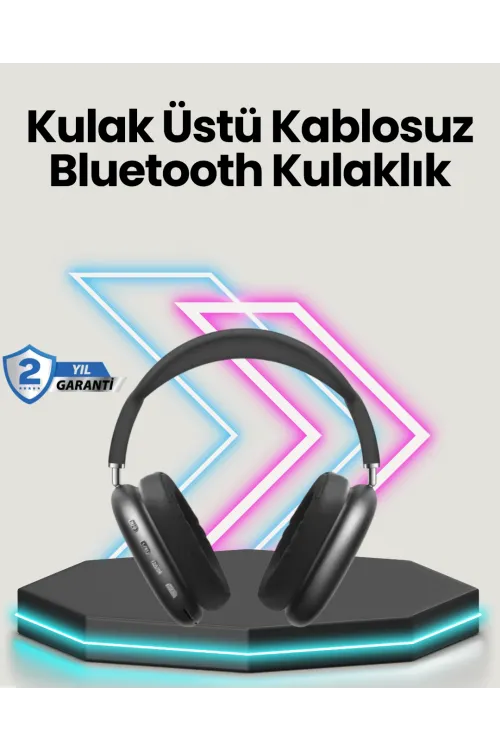 Bluetooth V5.0 Kablosuz Kulak Üstü Kulaklık | Katlanabilir, Mikro Usb Girişli