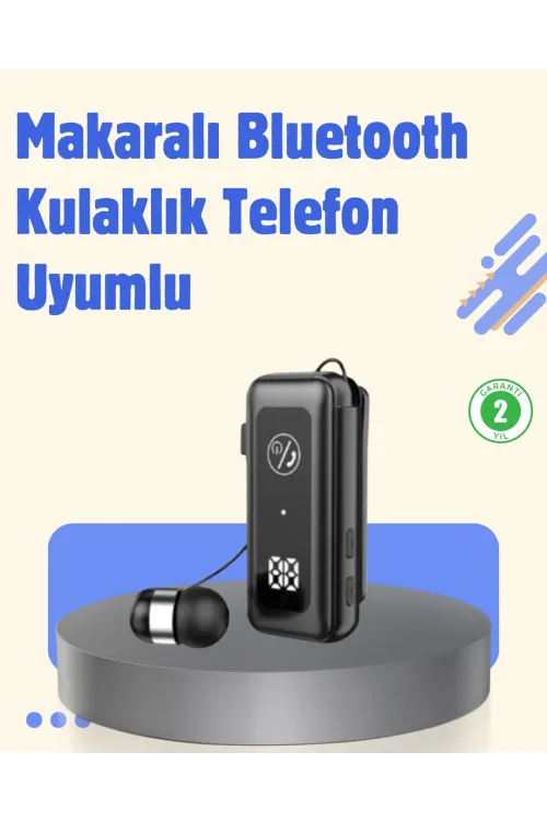 Bluetooth 5.2 Kablolu Makaralı Kulaklık | Dijital Ekran Ve Titreşimli Bildirim