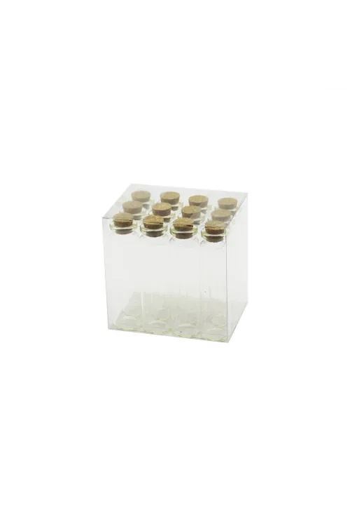 Boş Tüp Cam Şişe - 20 ml - Mantar Kapak