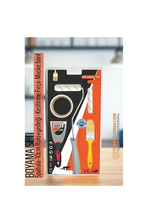 Boyama Seti - Spatula-10cm Rulo +yedeği -Kestirme Fırça-Maskeleme bant
