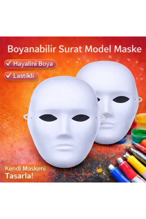 Boyanabilir Surat Model Maske – Lastikli | Kendin Tasarla