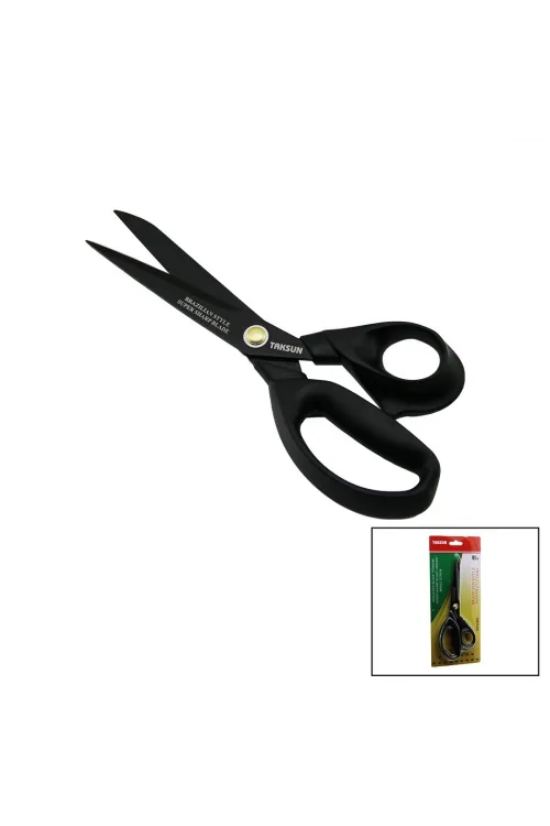 Brezilya Stili Terzi Makası Siyah - Yapışmaz Ergonomik Sap Gl-606 9 İnç 1/4