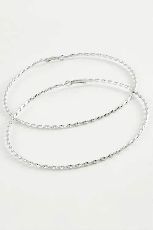 Burgulu Metal Halka Küpe 8-9-10 cm