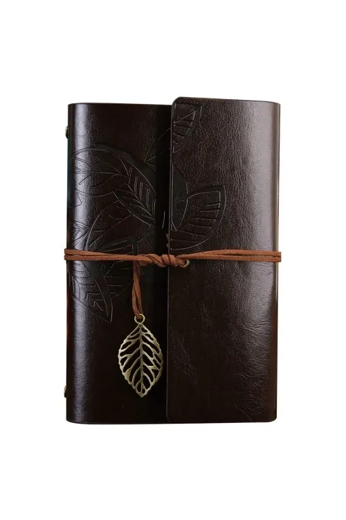 Büyük Yaprak Desenli Deri Defter