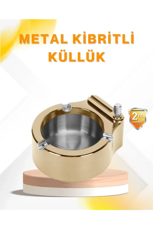 Çakmak Entegreli Küllük Yeniden Doldurulabilir Metal Gövde
