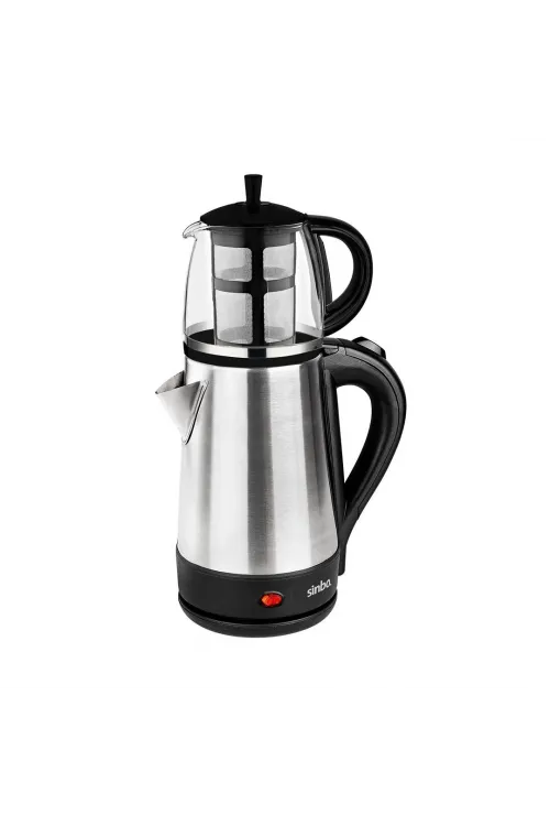 Cam Demlikli Elektrikli Çelik Çaycı Seti 1600w - 1.7lt - 0.7lt  Stm-5836