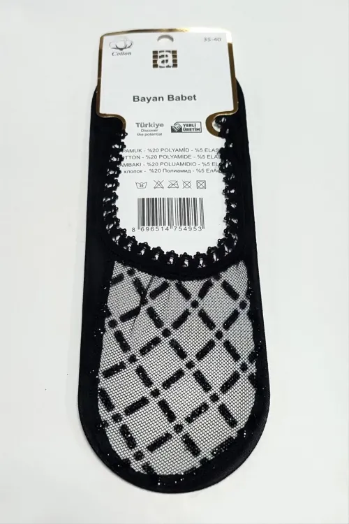 Çarpı Dantel Babet Çorap