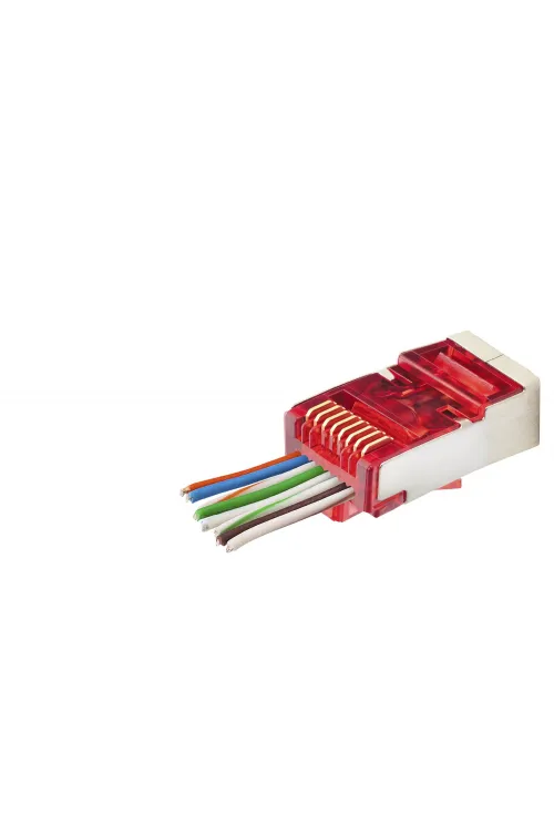 Cat6E Ez Rj45 Metal Konnektör 100 Adet Plastik Kutu - Kırmızı ND2419