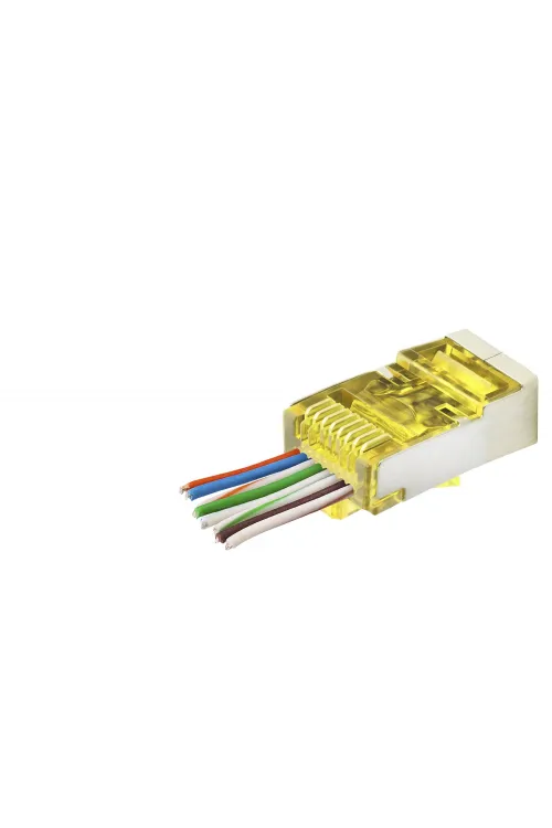 Cat6E Ez Rj45 Metal Konnektör 100 Adet Plastik Kutu - Sarı ND2416