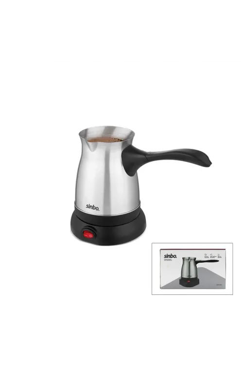 Çelik Elektrikli Cezve Türk Kahve Makinesi - 6fincan=500ml 360° Kablosuz Kullanım Katlanır Kulp Scm-9038