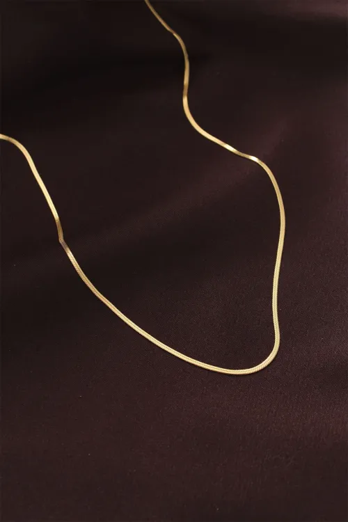 ietaks™ Çelik Gold Renk 60 cm İnce İtalyan Zincir Kolye