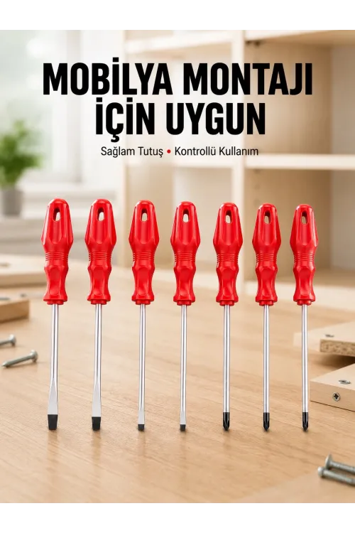 Çeşitli Vidalama İşleri İçin 7li Tornavida Takımı