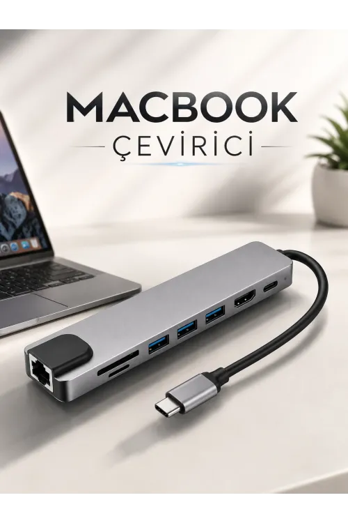 Çevirici Dönüştürücü Adaptör Macbook 3 In 1 Type-c To Hdmı Usb 3.0