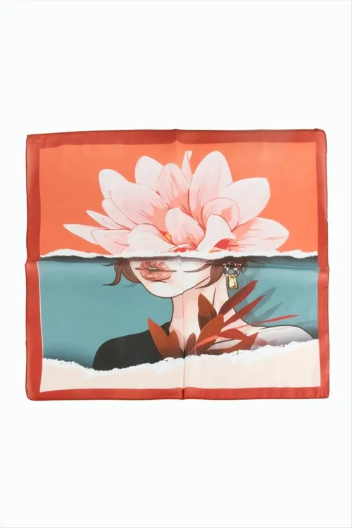 Çiçek Desenli Zr Şifon Fular 50*50 cm