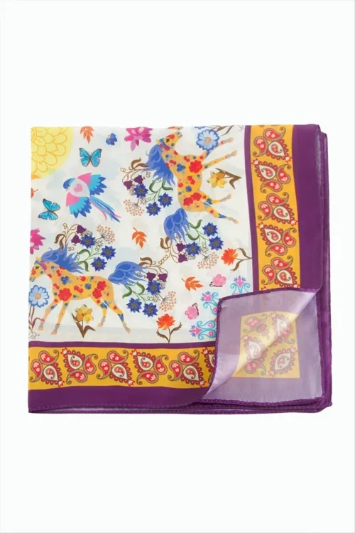 Çiçek Desenli Zr Şifon Fular 50*50 cm