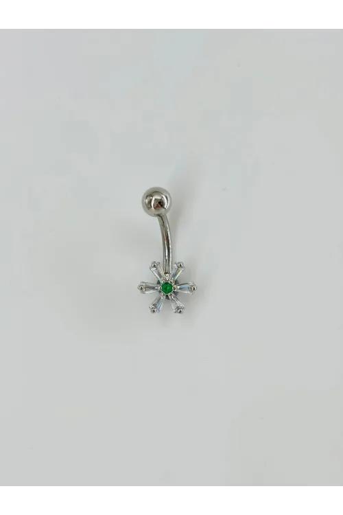 Çiçek Detaylı Göbek Piercing - Pg0082