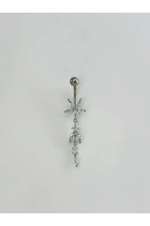 Çiçek Detaylı Sallantılı Göbek Piercing - Pg0106