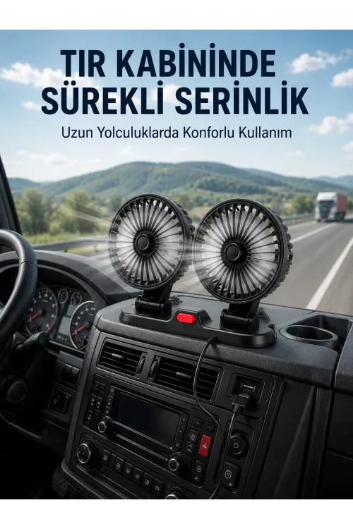 Çift Başlıklı Araç İçi Usb Vantilatör Soğutucu Fan