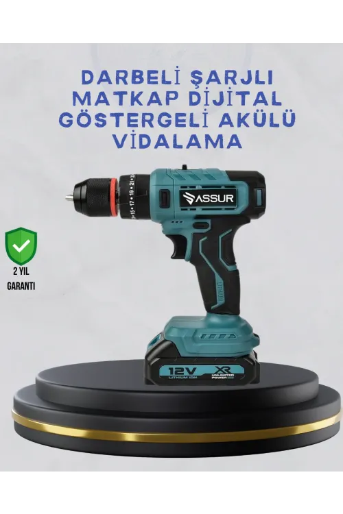 Çift Bataryalı Şarjlı Matkap Dijital Ekranlı Set