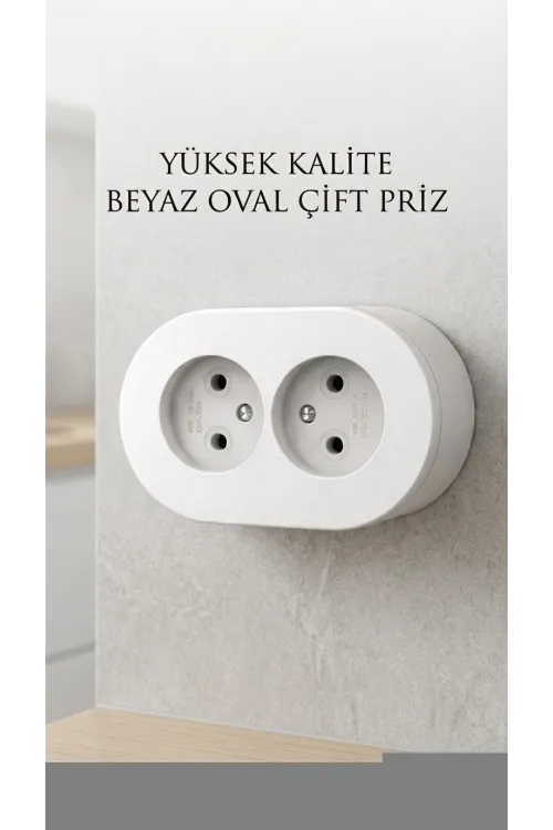Çift Girişli Beyaz Sıva Üstü Modern Duvar Prizi