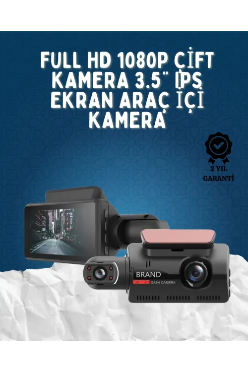 Çift Görüşlü Dashcam – Gece Görüşlü 1080p Araç İçi Güvenlik Kamerası