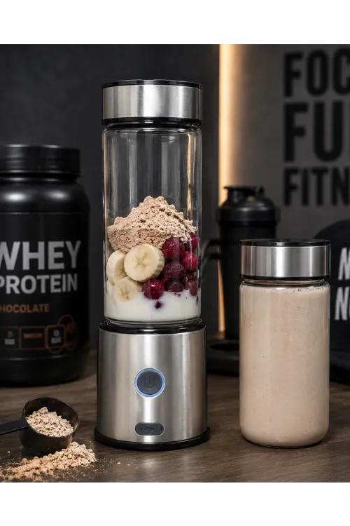 Çift Hazneli Cam Blender Usb Şarjlı Smoothie Ve Buz Kırıcı Blender