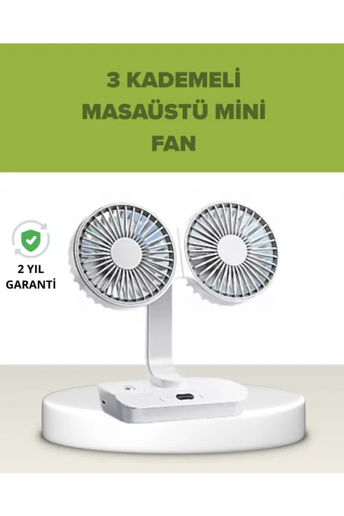 Çift Kafalı Masaüstü Ve Duvar Tipi Sessiz Usb Şarjlı Fan