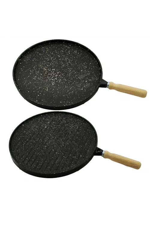 Çift Taraflı Döküm Granit Bazlama - Gözleme Tavası 36cm