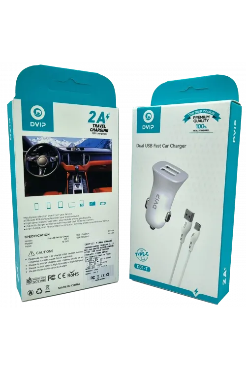 Çift Usb Girişli (Micro) Kablolu Araç Şarj Aleti Dvip C01-M
