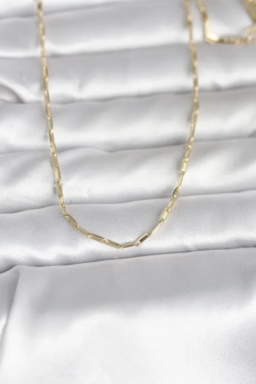 CM 14K Gold Renk İnce Ataç Zincir Model 60 cm Kadın Kolye