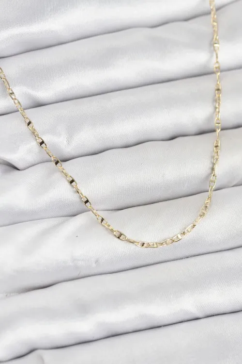 CM 14K Gold Renk Pirinç Gemi Zinciri Model Kadın Kolye