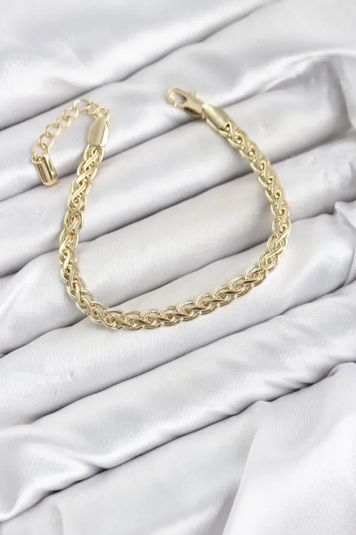 CM Singapur Zincir Model Gold Renk Pirinç Kadın Bileklik