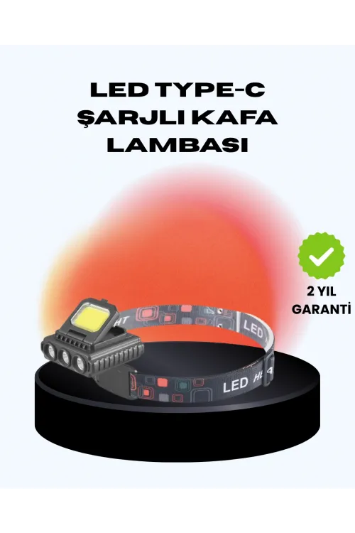 Cob + Xpe Led Kafa Feneri 800 Lumen Usb Type C Şarjlı Çok Modlu