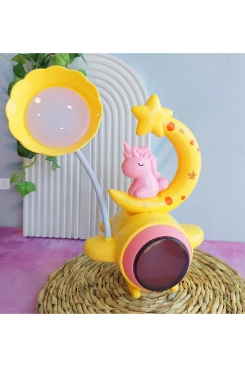 Çocuk Odası Ay ve Unicorn Desenli Gece Lambası