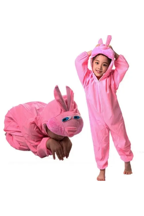 Çocuk Tavşan Kostümü Pembe Renk 6-7 Yaş 120 Cm