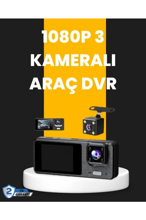 Çok Açılı Araç İçi Dvr | Ön İç Arka Kamera, Döngü Video Kaydı