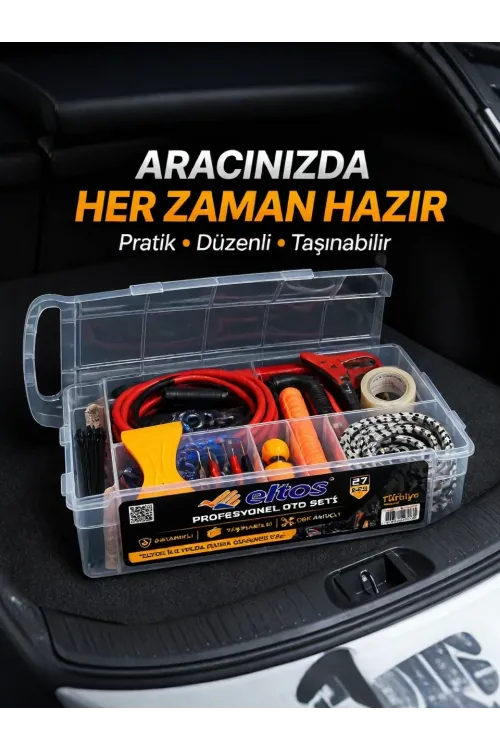 Çok Amaçlı 27 Parça Araç Acil Durum Ekipman Seti Düzenli Taşıma Kutulu