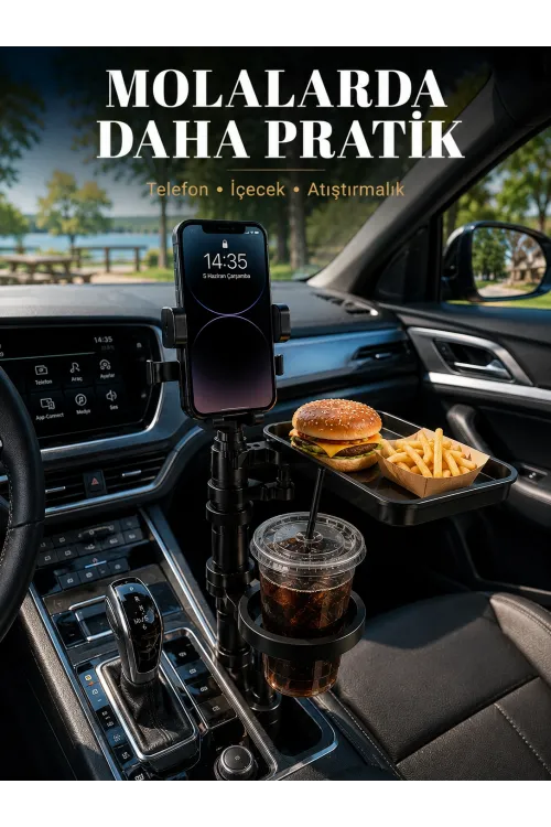 Çok Amaçlı Araç Organizeri Telefon Tutucu Ve Bardaklık Aparatı