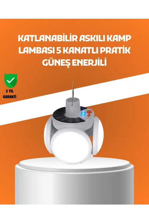 Çok Amaçlı Katlanabilir Güneş Enerjili Kamp Lambası – Masa Üstü Ve Asılabilir Kullanım
