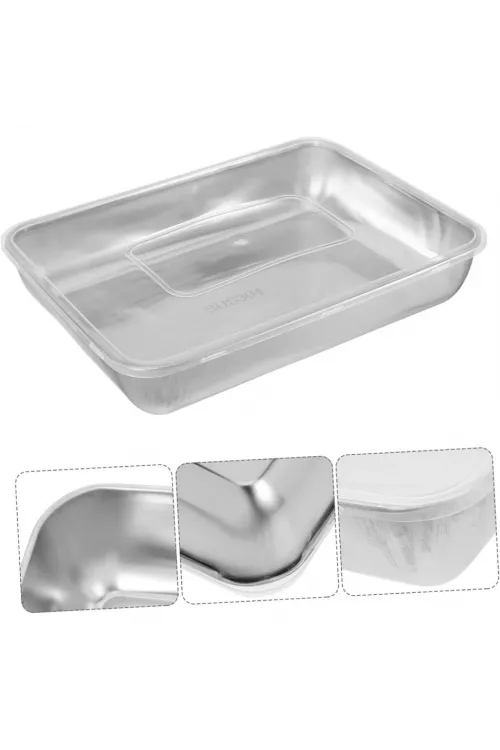 Çok Amaçlı Paslanmaz Çelik Fırın ve Saklama Kabı 25 x 20 x 5 Cm