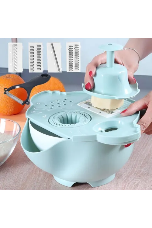 Çok Fonksiyonlu Salata Aparatı - Süzgeçli Doğrayıcı Kase