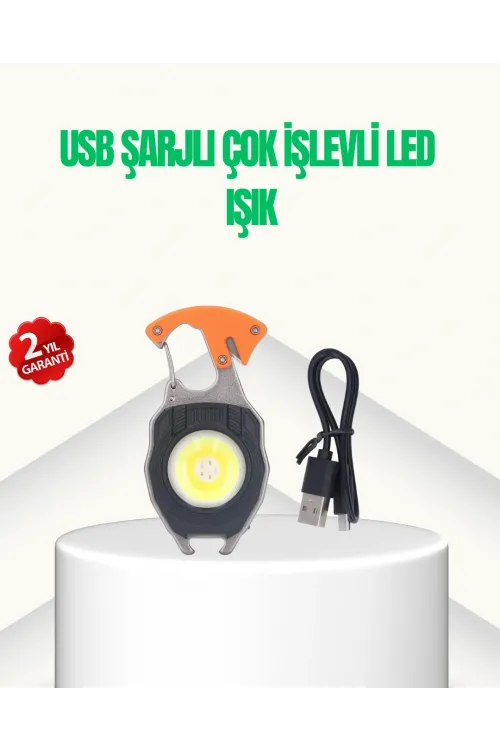Çok İşlevli Usb Şarjlı Anahtarlık Fener