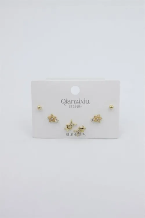 Çoklu Set Küpe - Altın